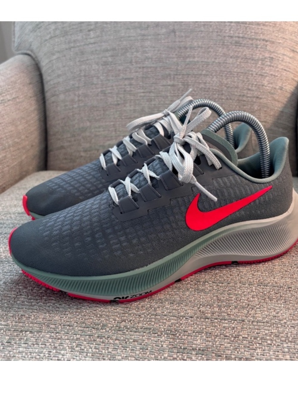 Nike Air Zoom Pegasus 37 Iron Grey Hyper Crimson Running Shoes CT6720-991 Womens